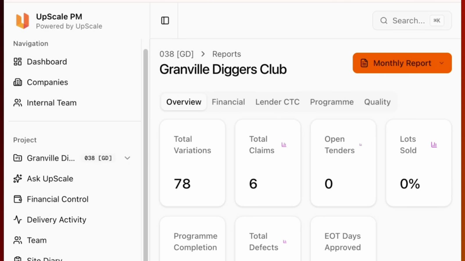Reports. The monthly client report is built from what the project already knows.
